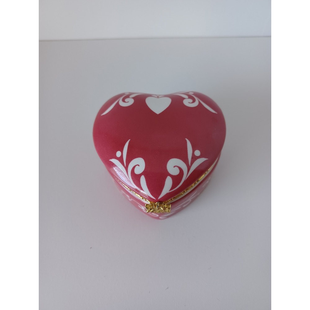 Vintage Small Multicolor Heart Shaped Trinket Container Box Home Decor